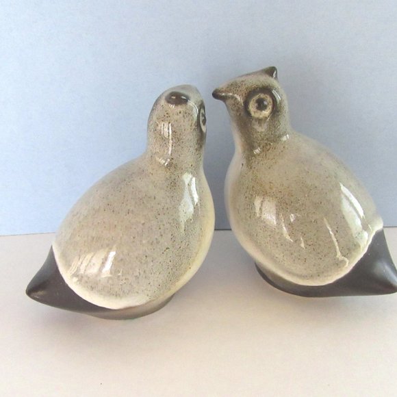 Gray partridge ceramic bird Christmas figurines - Picture 2 of 7